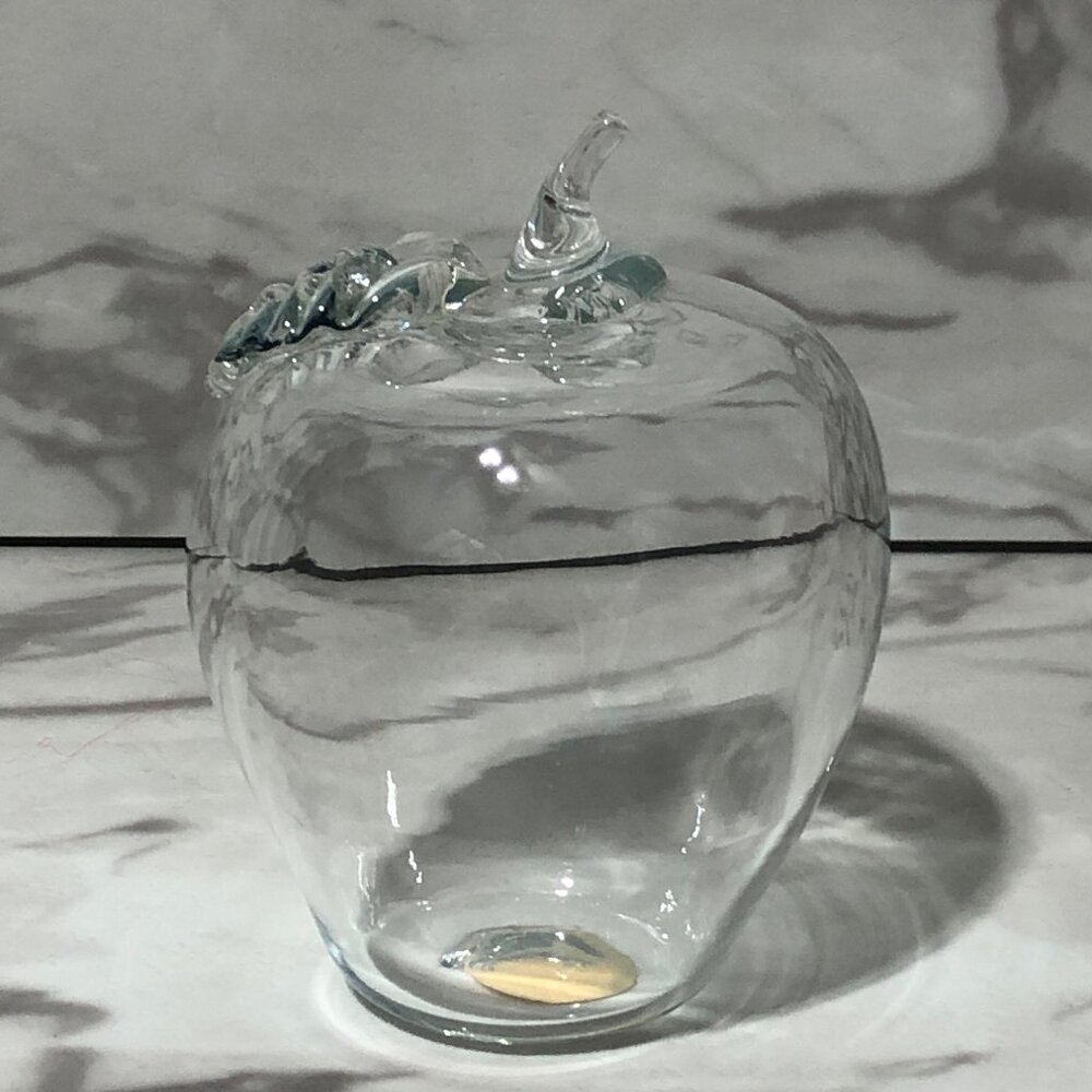 Princess House 455 Crystal Glass Handblown Apple Paperweight vtg 90s